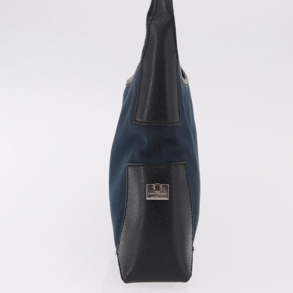 Salvatore Ferragamo Shoulder Bag Canvas Navy Auth ep14784
