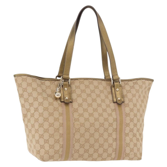 GUCCI GG Canvas Tote Bag Beige Gold 139260 Auth ep14785