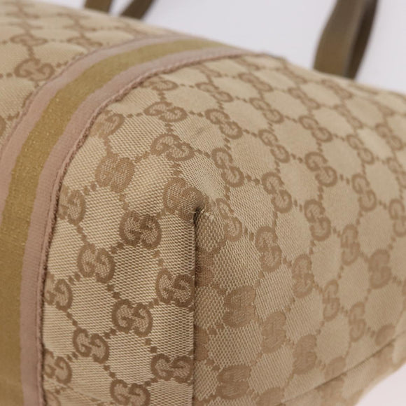 GUCCI GG Canvas Tote Bag Beige Gold 139260 Auth ep14785