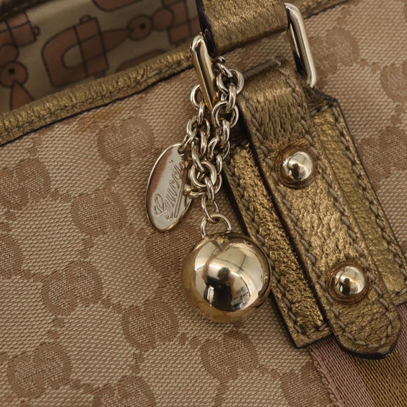 GUCCI GG Canvas Tote Bag Beige Gold 139260 Auth ep14785