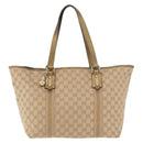GUCCI GG Canvas Tote Bag Beige Gold 139260 Auth ep14785-2