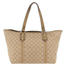 GUCCI GG Canvas Tote Bag Beige Gold 139260 Auth ep14785-3