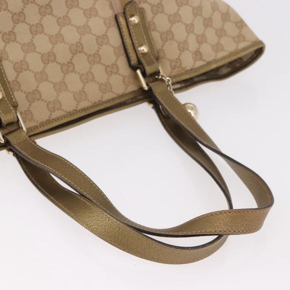 GUCCI GG Canvas Tote Bag Beige Gold 139260 Auth ep14785