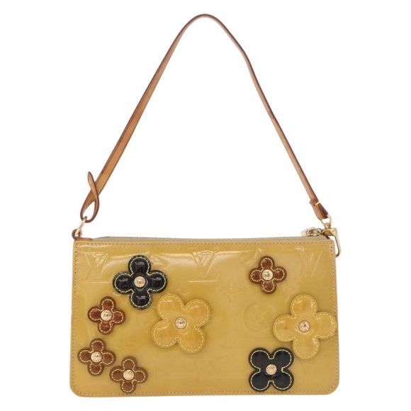 LOUIS VUITTON Vernis Lexington Accessory Pouch Flower Beige M92246 Auth ep14787