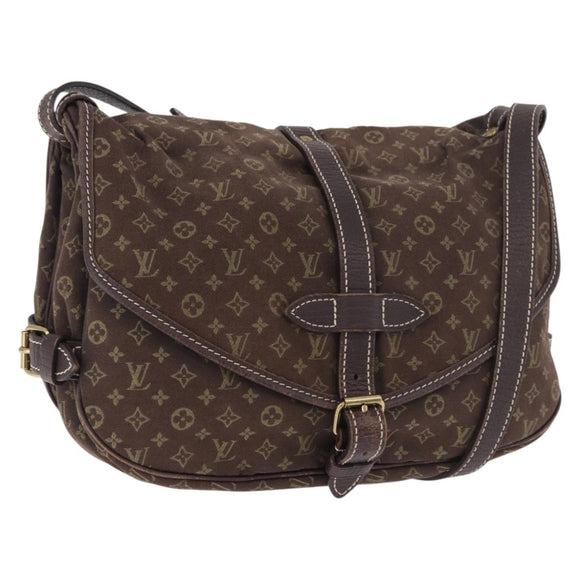 LOUIS VUITTON Monogram Mini Lin Saumur PM Bag Brown M95227 LV Auth ep14788A