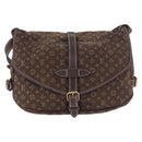 LOUIS VUITTON Monogram Mini Lin Saumur PM Bag Brown M95227 LV Auth ep14788A-13