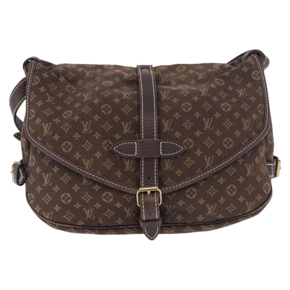LOUIS VUITTON Monogram Mini Lin Saumur PM Bag Brown M95227 LV Auth ep14788A