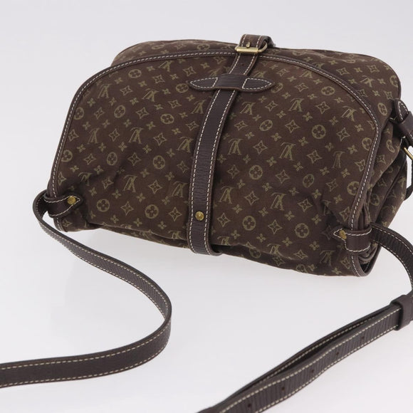 LOUIS VUITTON Monogram Mini Lin Saumur PM Bag Brown M95227 LV Auth ep14788A