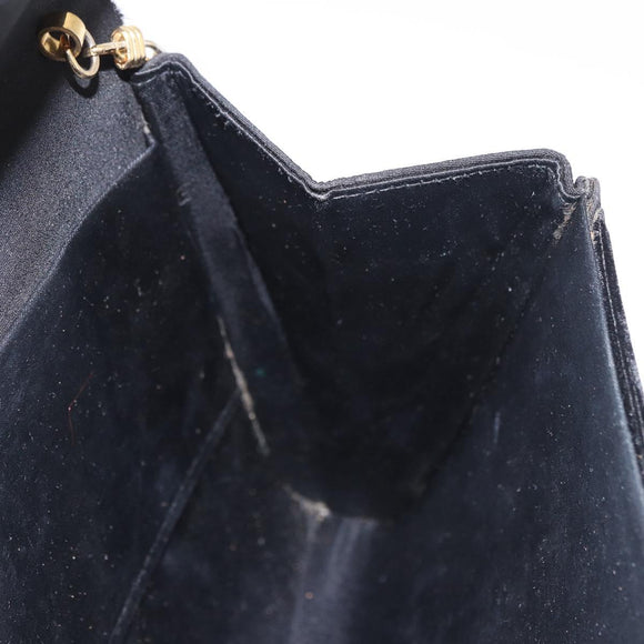 GUCCI Chain Shoulder Bag Velor Black Gold Auth ep14794