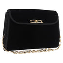 GUCCI Chain Shoulder Bag Velor Black Gold Auth ep14794-1