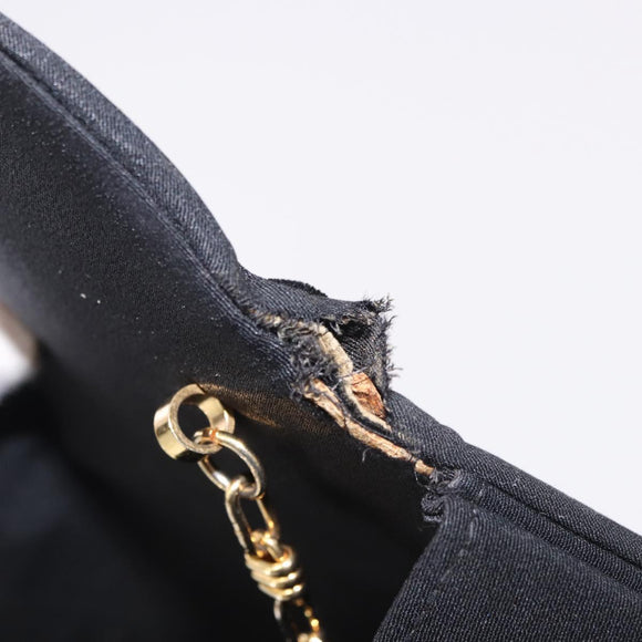 GUCCI Chain Shoulder Bag Velor Black Gold Auth ep14794