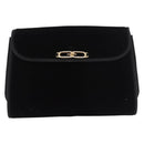 GUCCI Chain Shoulder Bag Velor Black Gold Auth ep14794-13