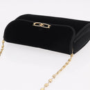 GUCCI Chain Shoulder Bag Velor Black Gold Auth ep14794-6