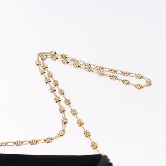 GUCCI Chain Shoulder Bag Velor Black Gold Auth ep14794