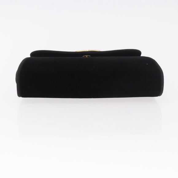GUCCI Chain Shoulder Bag Velor Black Gold Auth ep14794