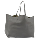 CELINE Horizontal Cabas Tote Bag Leather Gray Gold Auth ep14795-1