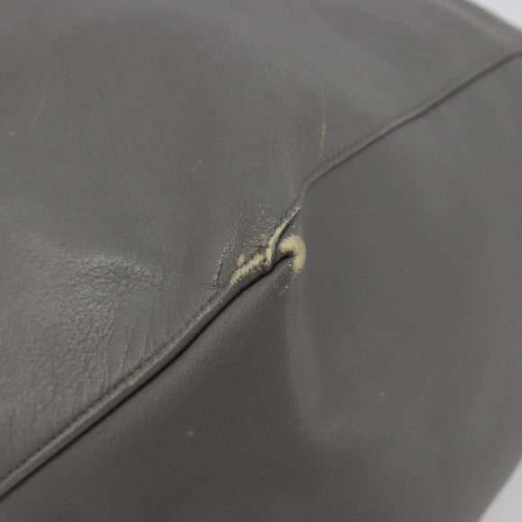 CELINE Horizontal Cabas Tote Bag Leather Gray Gold Auth ep14795