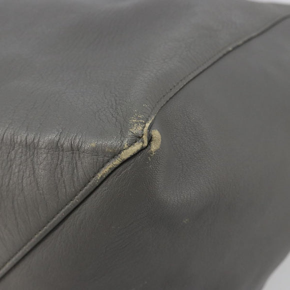 CELINE Horizontal Cabas Tote Bag Leather Gray Gold Auth ep14795