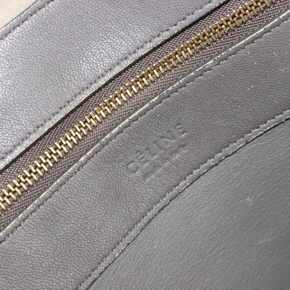 CELINE Horizontal Cabas Tote Bag Leather Gray Gold Auth ep14795