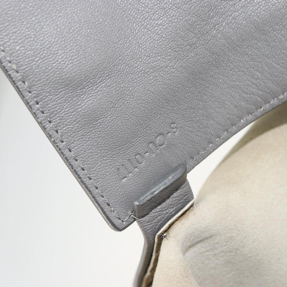 CELINE Horizontal Cabas Tote Bag Leather Gray Gold Auth ep14795