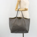 CELINE Horizontal Cabas Tote Bag Leather Gray Gold Auth ep14795-23