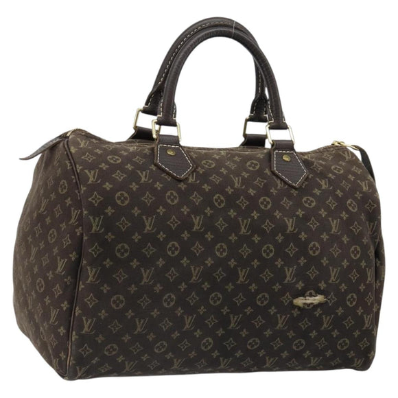 LOUIS VUITTON Monogram Mini Lin Speedy 30 Bag Brown Ebene M95224 LV Auth ep14803