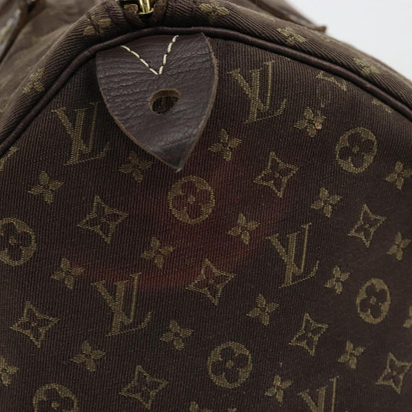 LOUIS VUITTON Monogram Mini Lin Speedy 30 Bag Brown Ebene M95224 LV Auth ep14803