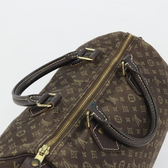 LOUIS VUITTON Monogram Mini Lin Speedy 30 Bag Brown Ebene M95224 LV Auth ep14803