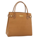 BURBERRY Hand Bag Leather Beige Gold Auth ep14806-1