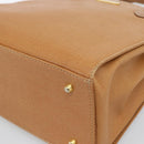 BURBERRY Hand Bag Leather Beige Gold Auth ep14806-9