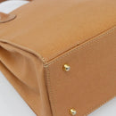 BURBERRY Hand Bag Leather Beige Gold Auth ep14806-16