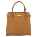 BURBERRY Hand Bag Leather Beige Gold Auth ep14806-13