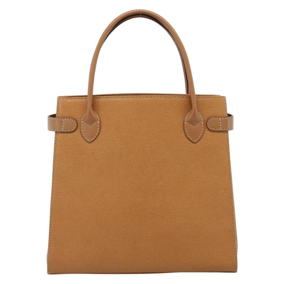 BURBERRY Hand Bag Leather Beige Gold Auth ep14806