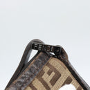 FENDI Zucchino Canvas Hand Bag Beige Silver Auth ep14812-15