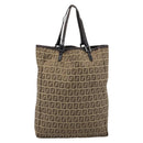FENDI Zucchino Canvas Hand Bag Beige Silver Auth ep14812-2
