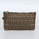 FENDI Zucchino Canvas Hand Bag Beige Silver Auth ep14812-22