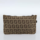 FENDI Zucchino Canvas Hand Bag Beige Silver Auth ep14812-23