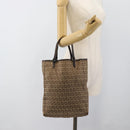 FENDI Zucchino Canvas Hand Bag Beige Silver Auth ep14812-25