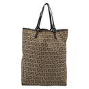 FENDI Zucchino Canvas Hand Bag Beige Silver Auth ep14812-3
