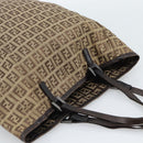 FENDI Zucchino Canvas Hand Bag Beige Silver Auth ep14812-6