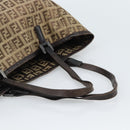 FENDI Zucchino Canvas Hand Bag Beige Silver Auth ep14812-7