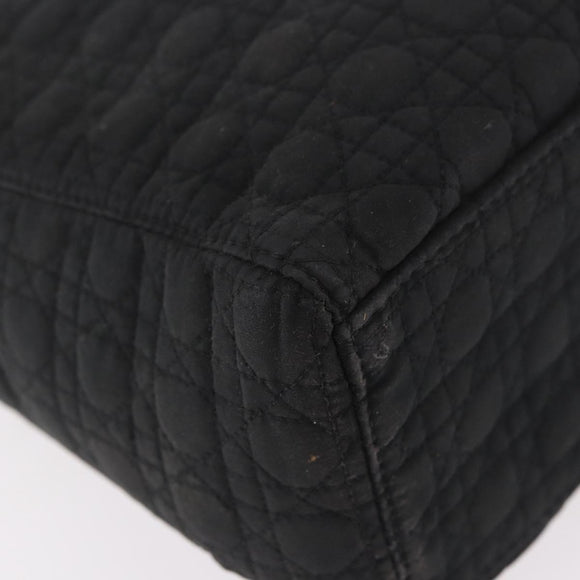 Christian Dior Lady Dior Canage Hand Bag Canvas Black Gold Auth ep14813