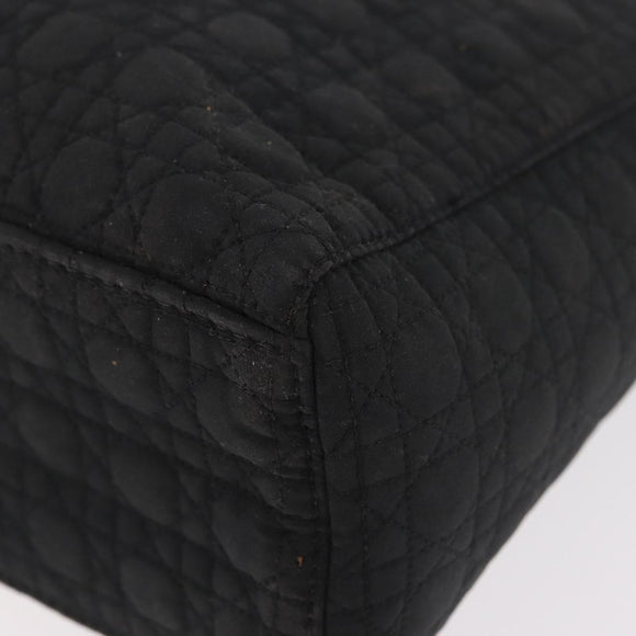 Christian Dior Lady Dior Canage Hand Bag Canvas Black Gold Auth ep14813