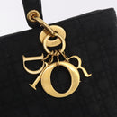 Christian Dior Lady Dior Canage Hand Bag Canvas Black Gold Auth ep14813-17