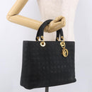 Christian Dior Lady Dior Canage Hand Bag Canvas Black Gold Auth ep14813-23
