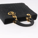 Christian Dior Lady Dior Canage Hand Bag Canvas Black Gold Auth ep14813-6