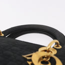 Christian Dior Lady Dior Canage Hand Bag Canvas Black Gold Auth ep14813-8