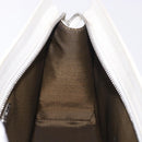 FENDI Clutch Bag Leder Weiß Silber Auth ep14814-17