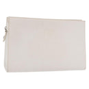 FENDI Clutch Bag Leder Weiß Silber Auth ep14814-1