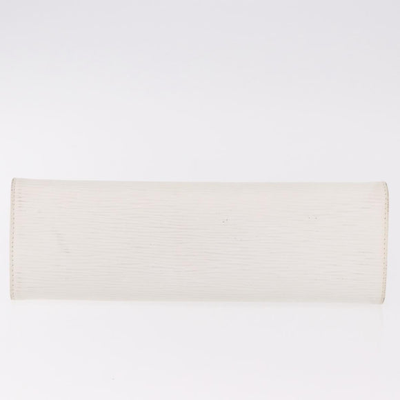 FENDI Clutch Bag Leather White Silver Auth ep14814